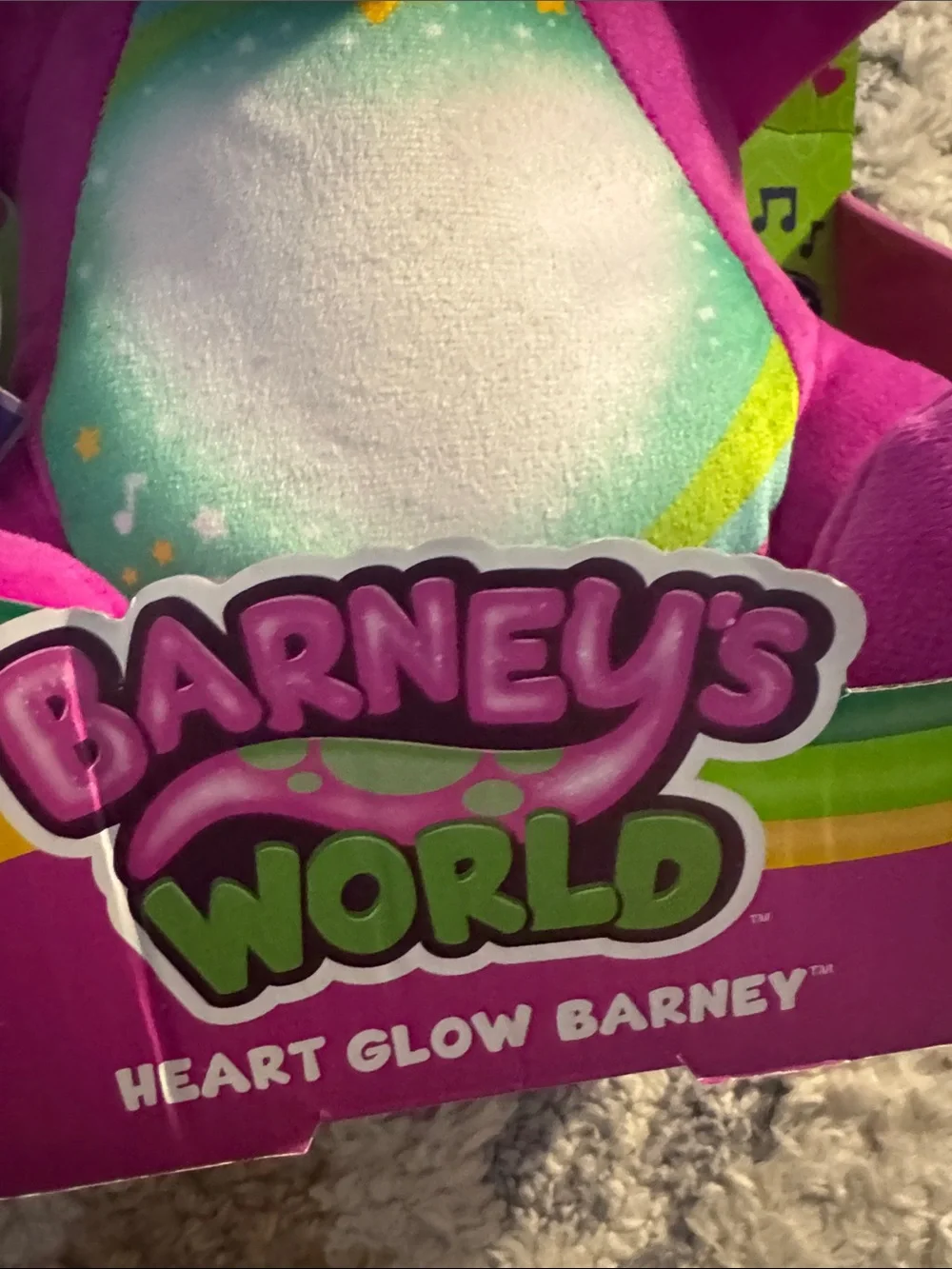 Fisher-Price  Barney Heart Glow Singing Plush - Purple and Green Block Figure